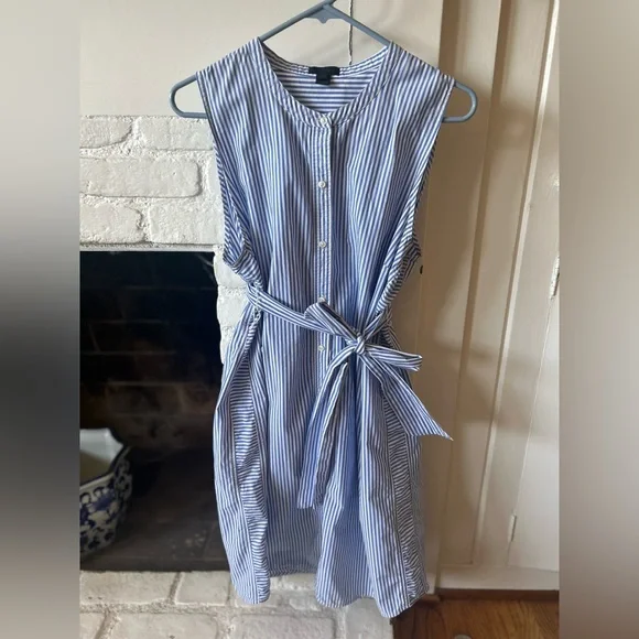 J Crew Sleeveless Blue Striped Dress - Picture 2 of 6